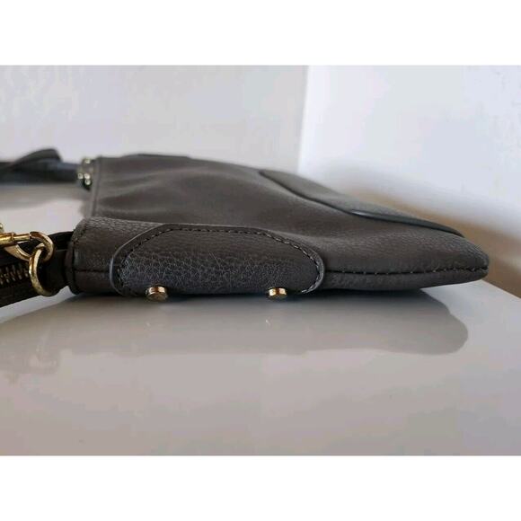 small GREY Crossbody Messenger Bag faux LEATHER purse 7x9 Gold ORGANIZER P40 - Picture 2 of 6